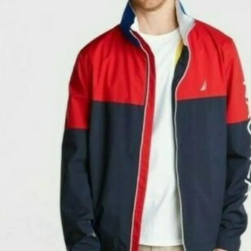 Nautica Men's Size 1XL Big Rain breaker Lightweight Jacket New Colorblock